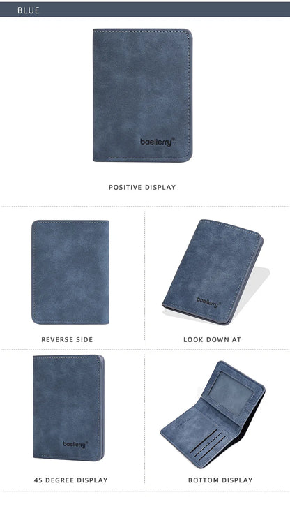 New Men's Short Wallet Cardholder Combo Anti-Theft Minimalist PU Leather