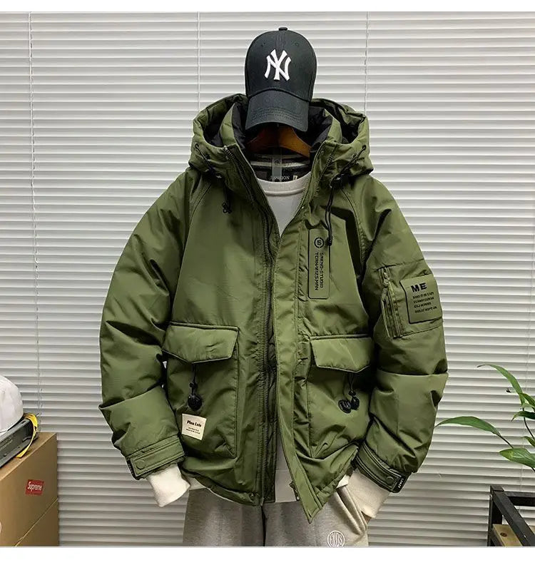 Luxury High-end Down Jackets Men Winter Warm Cargo Coat White Duck Down Coat Windproof Pockets Hooded Thick Parkas Canada