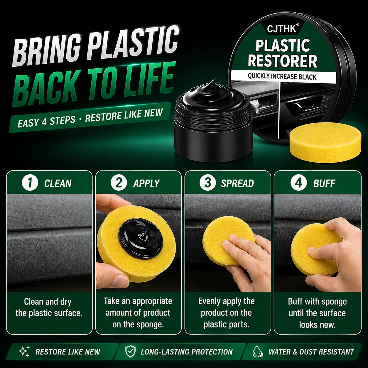 Car Plastic Restorer Leather Plastic Interior Panel Renewal Wax Coating Cream Repair Gloss Auto Rubber Tire Surface Polish Care