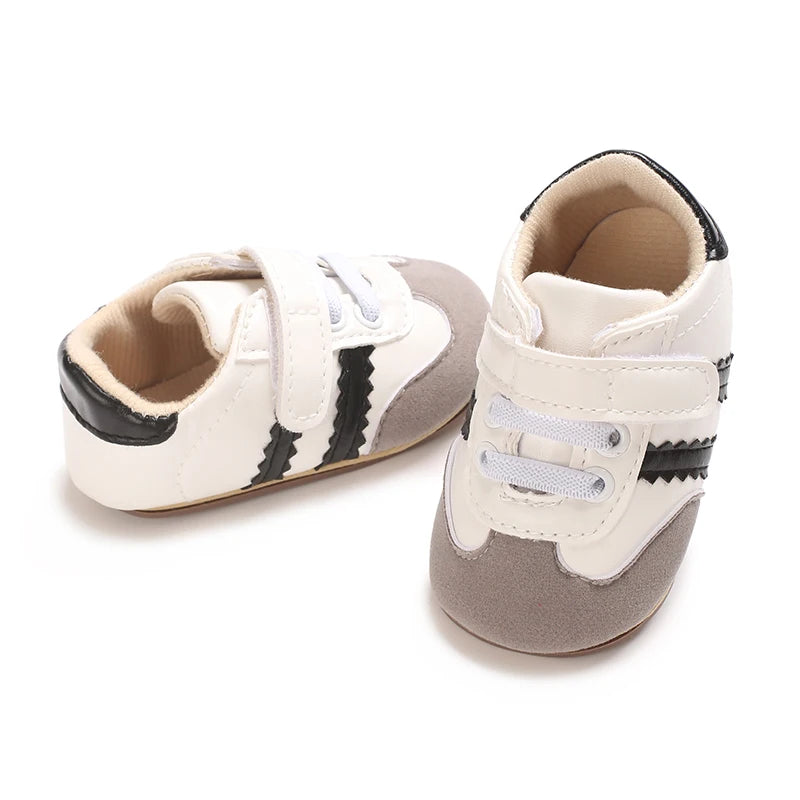 Spring and Autumn Fashion Stripes 0-1 Baby Shoes Baby Shoes Step Front Shoes Rubber Bottom Anti Slip Sneakers