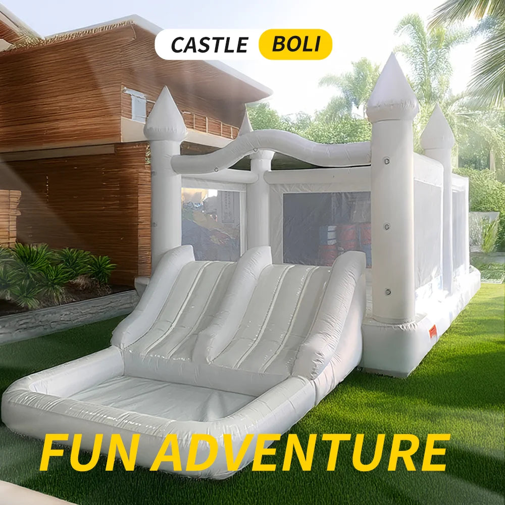 Oxford Jumping Bouncy Castle Bouncer for Wedding Party with Carrying Bag Repair kit Inflatable White Bounce House Professional