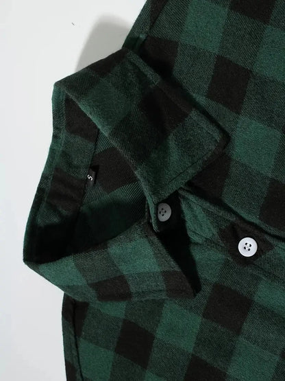 Spring and Autumn Fashion Cotton Long Sleeve Men's Shirt New Brushed Red Plaid Business Leisure Fit Flannel No iron