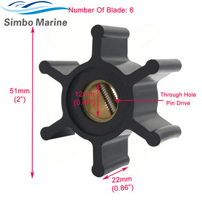 09-810B Flexible Water Pump Impeller For JOHNSON 09-810B-9 DJ 08-39-0601 for VETUS IMP00801 STM8076