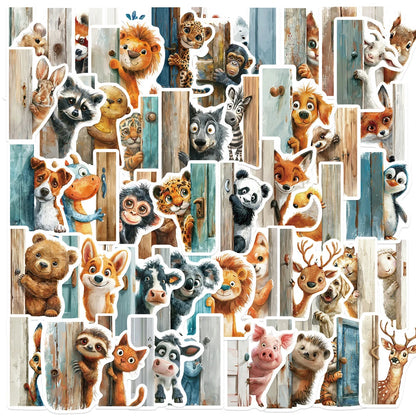 10/30/50pcs Outside The Door Peeping at Animal Stickers Funny Cartoon Sticker Scrapbook Phone Laptop Cute Decals Decoration Toy