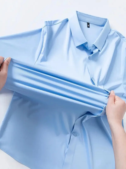 Premium Men's Ultra Stretch Dress Shirts Long Sleeve High Quality Business Formal Wrinkle-free Soft White Social Male Clothing