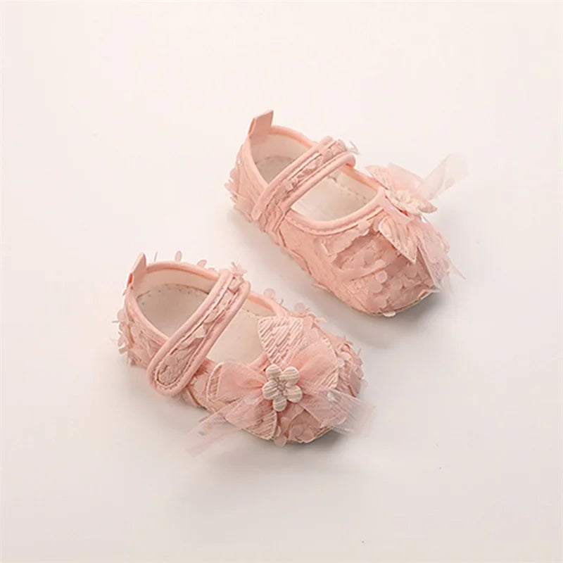 Baby Girl Princess Bow Flats Shoes Infants Petal Walker Crib Shoes for Newborn Infants Cute Soft Soles First Walkers
