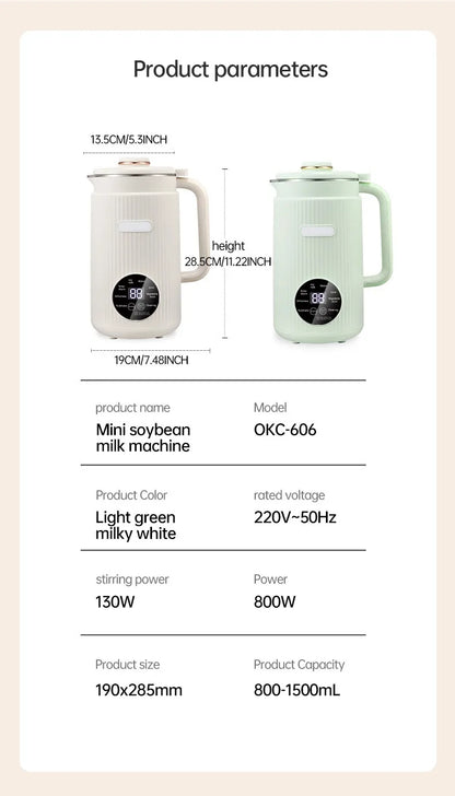 220V/110V  Multifunctional Electric Soybean Milk Machine Food Blender Automatic Fruit Juice Maker Water Boiling Kettl Soy