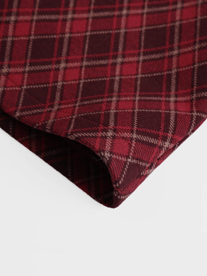 XIAOGULI 2026 Autumn Winter Women Mini Skirt Vintage Style Red Plaid High Waisted Elegant Office Casual Short Skirt