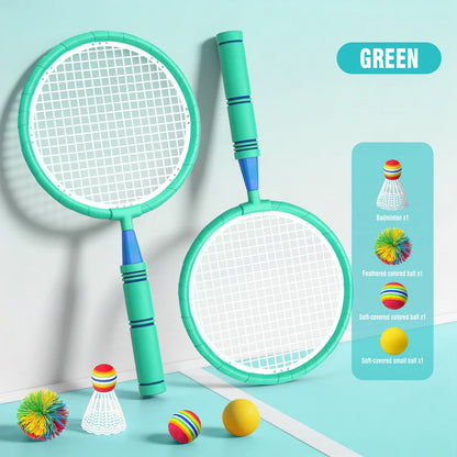 Badminton and Tennis Racket Kid 4in1 Sports Toy Hand Eye Coordination Gifts for Reflex Training Beginners Outdoors Beach