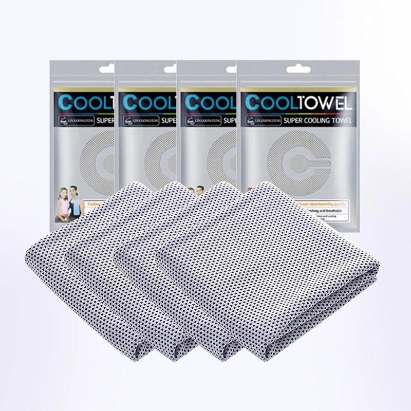 4 Pack Cooling Towels, Soft Breathable Ice Cool Towel for Sports & Outdoor Activities, Quick Dry Sweat Absorbing Cooling