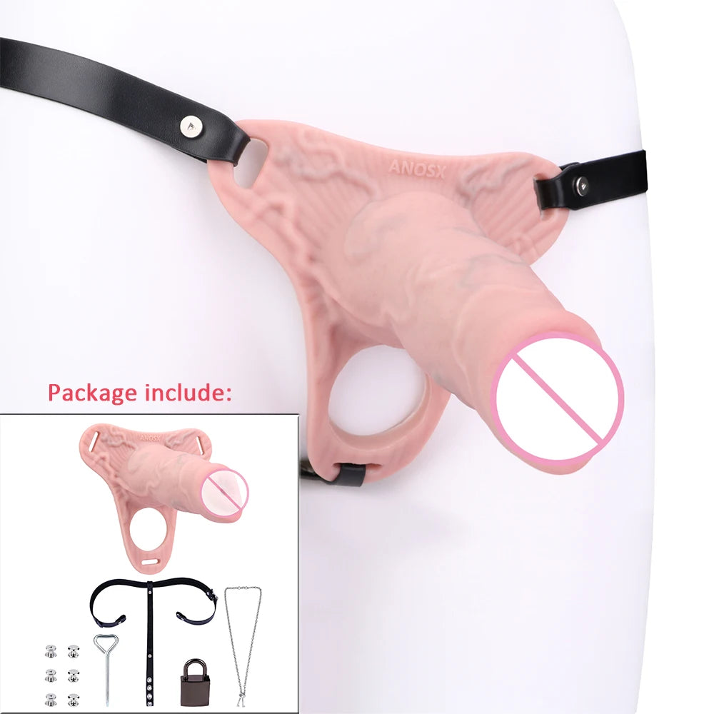 ANOSX Multi-styles Penis Sleeve Realistic Dildo Sheath Silicone Male Chastity Cage With Lockable Secure Chastity Belt BDSM Toy