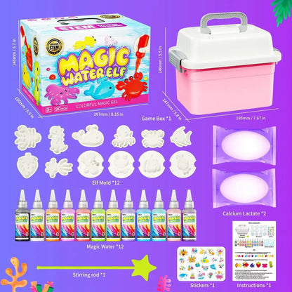 Magic Gel Water Beads Toy: 12-Pack DIY Fairy Garden Kit with Molds, STEM Sensory Squishy Toys, Creative Birthday Gift for Kids