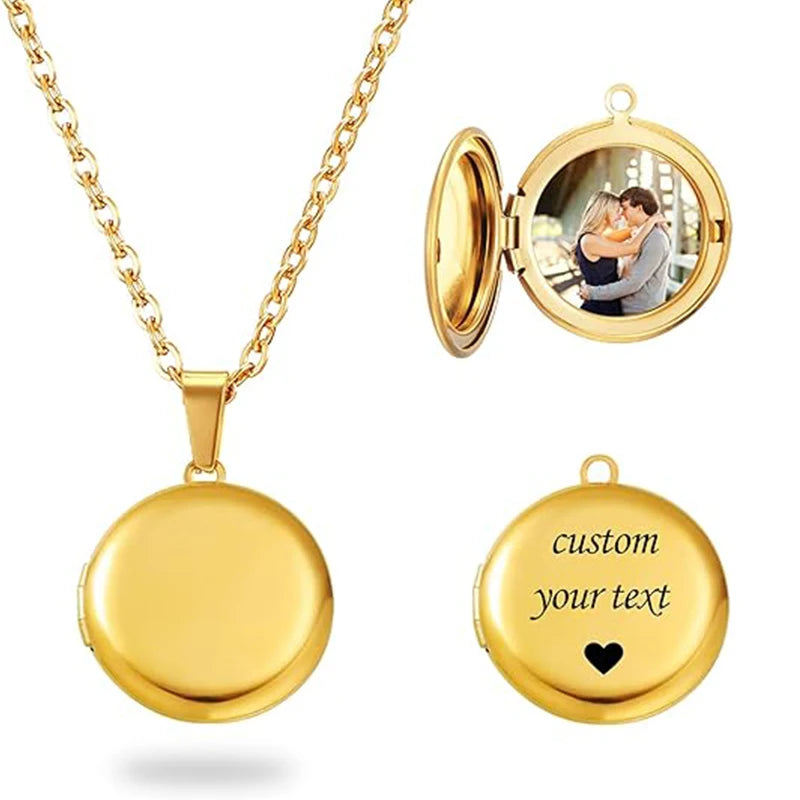 Personalized Locket Necklace for Women Custom Photo Heart Pendant Necklace Customized Picture Lockets Necklaces Birthday Gifts