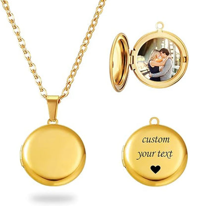 Personalized Locket Necklace for Women Custom Photo Heart Pendant Necklace Customized Picture Lockets Necklaces Birthday Gifts