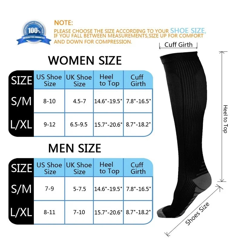 New Men Women Compression Socks for Leggings Running Marathon Pressure Soccer Adult Socks Network Red Pressure Nurse Men Socks
