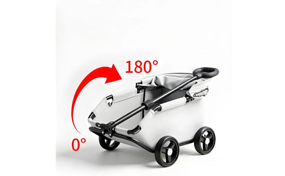Foldable Pet Stroller Telescoping Handle Lightweight Pet Stroller Rolling Carrier Canopy Transport Body