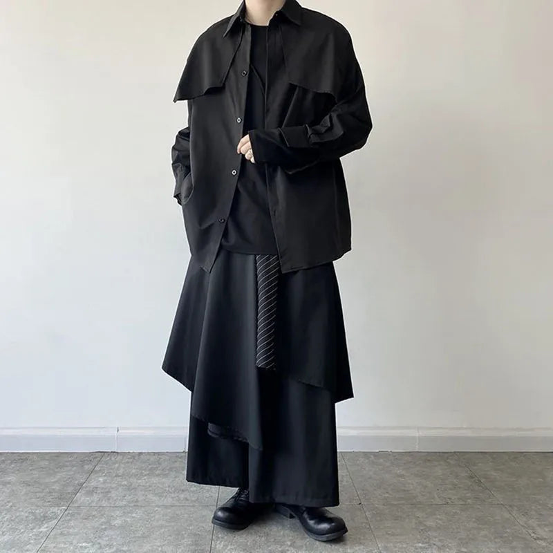 Women Skirts Pants Japaness Gothic Irregular Pants Women High Waist Black Long Pants Skirts Female Pleated Skirts Women Clothing
