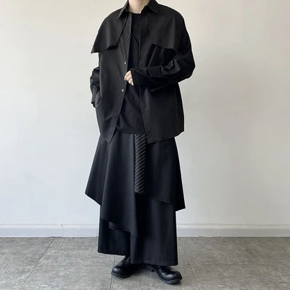 Women Skirts Pants Japaness Gothic Irregular Pants Women High Waist Black Long Pants Skirts Female Pleated Skirts Women Clothing