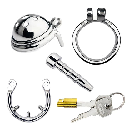 FRKO Men Chastity Cage With Invisible Lock Device Cock Rings Metal Urethral Catheter Dilator Penis Plug Urethra Catheter BDSM 18