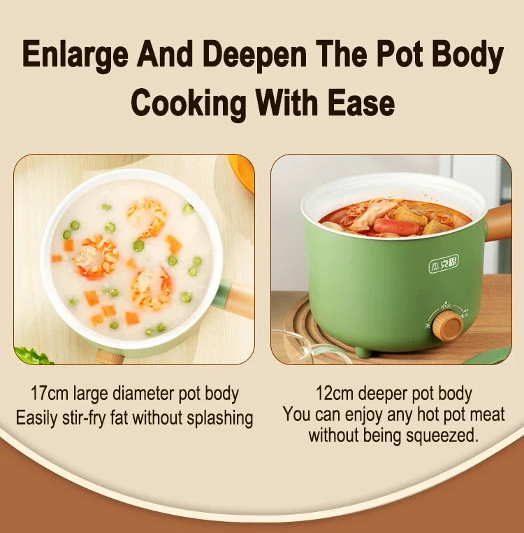 1.8L Mini Portable Electric Rice Cooker Non-Stick Inner Pot Multifunctional Rice Cooker Auto Keep Warm, Compact Space Saving Multi Cooking Pot for Rice Porridge Soup Noodles, Household Dorm Office Travel Kitchen Appliance for