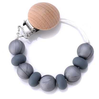 BPA-Free Silicone Pacifier Clips Chain with Beads Dummy Clip Holder Soother Teething Toy Chew Gift for Babies