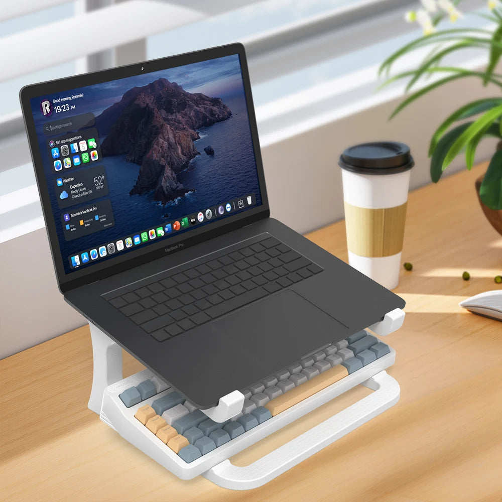 Ergonomic laptop stand with keyboard stand - portable desktop lift, suitable for MacBook, PC, tablet - sturdy