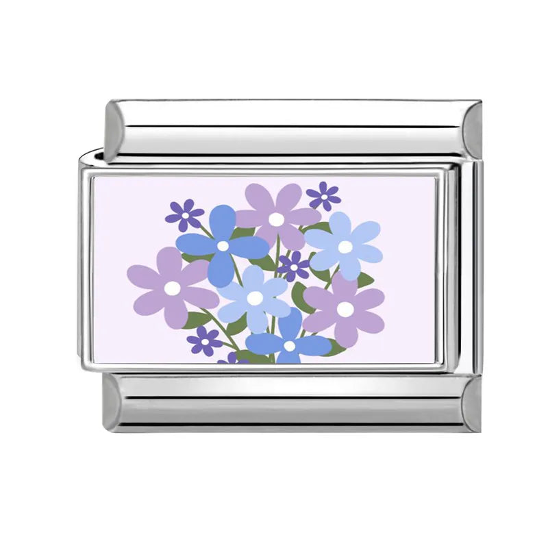 2025 Women's Fashion Colorful Flowers Oil Painting Style Series Italian Charms Fit 9mm Stainless Steel Bracelet DIY Jewelry Gift