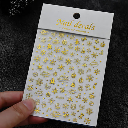 Winter Christmas Atmosphere Nail Stickers Snowman Snowflake Wapiti Self-adhesive High Quality Cute Nail Stickers Nail Art Deco