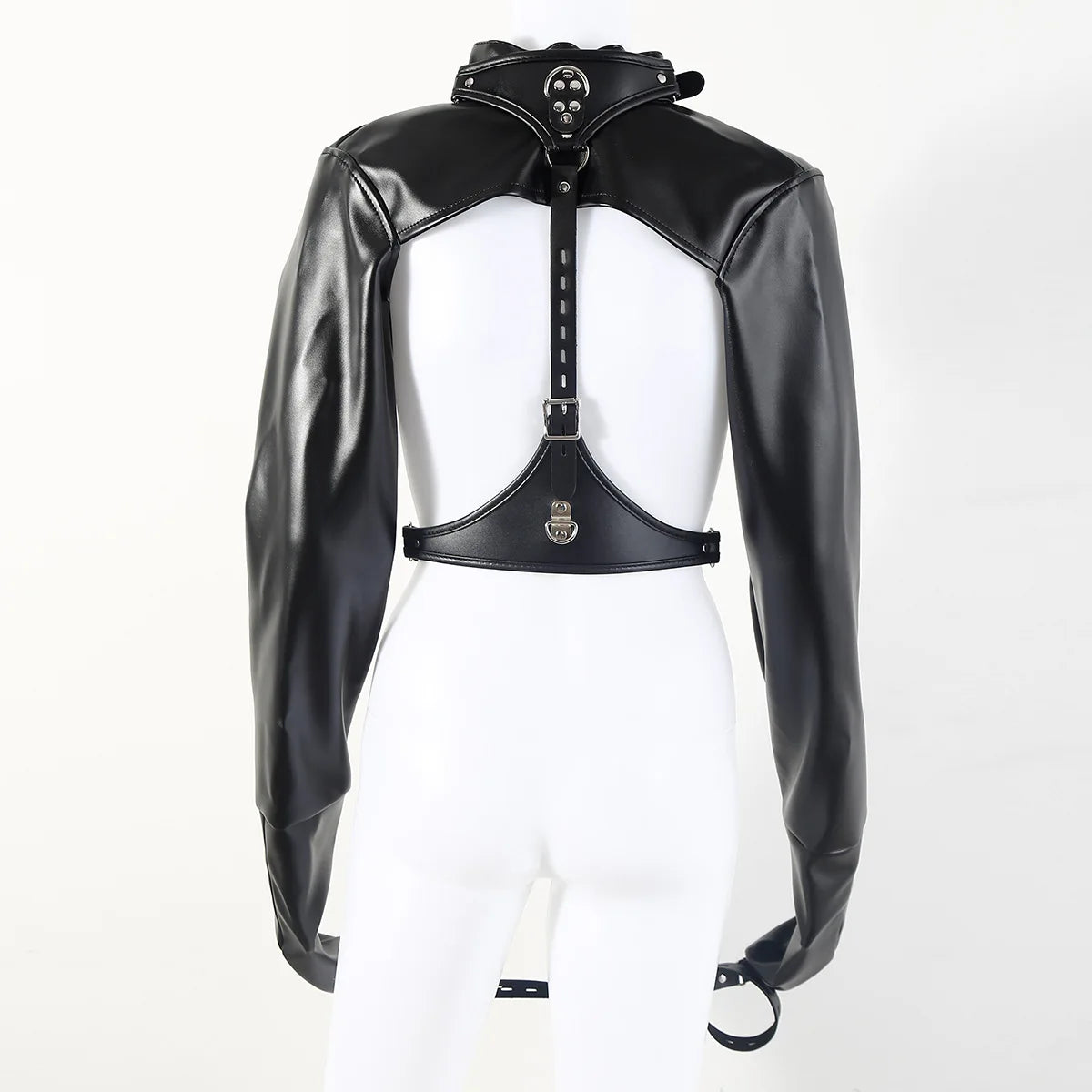 BDSM PU Leather Arm Restraint Straightjacket Bondage Slave Jacket for Women Men Adult Sex Toy Role Play Fetish Gear Tool