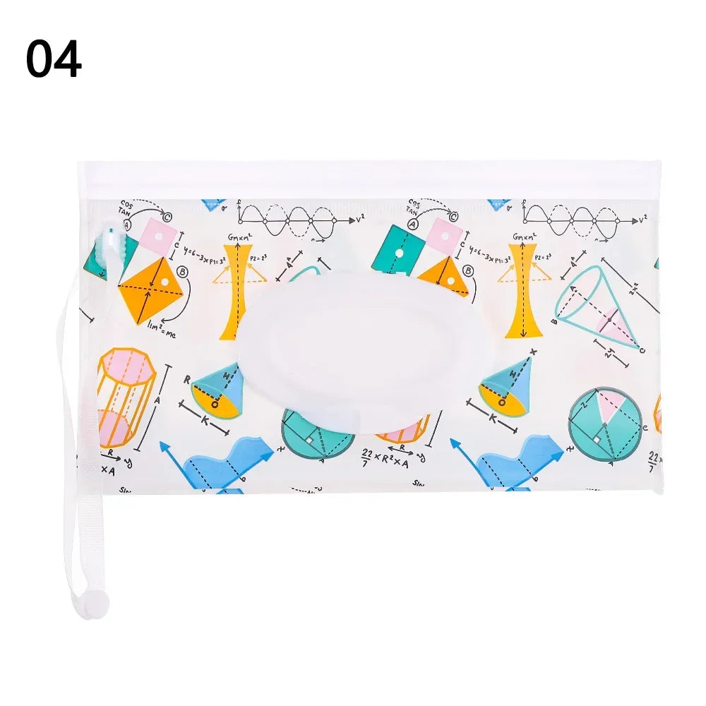 Cute EVA Baby Wet Wipe Pouch Wipes Holder Case Flip Cover Snap-Strap Reusable Refillable Wet Wipe Bag Outdoor Home Tissue Box
