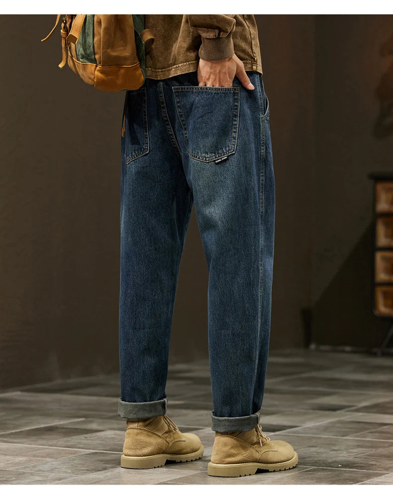 Men's 95% Cotton Jeans High Quality Loose Harem Pants Fashion Baggy Casual Outdoor Work Denim Pants Brand Men's Clothing