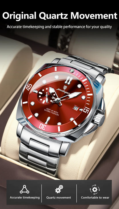 POEDAGAR Luxury Trendy Men Watch Waterproof Luminous Date Stainless Steel Male Watch Quartz Business Sports Men's Watches Reloj