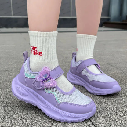 Summer Casual Shoes For Girls Mesh Breathable Children's Sneakers Cute Pink Anti-slippery Student Walking Footwear