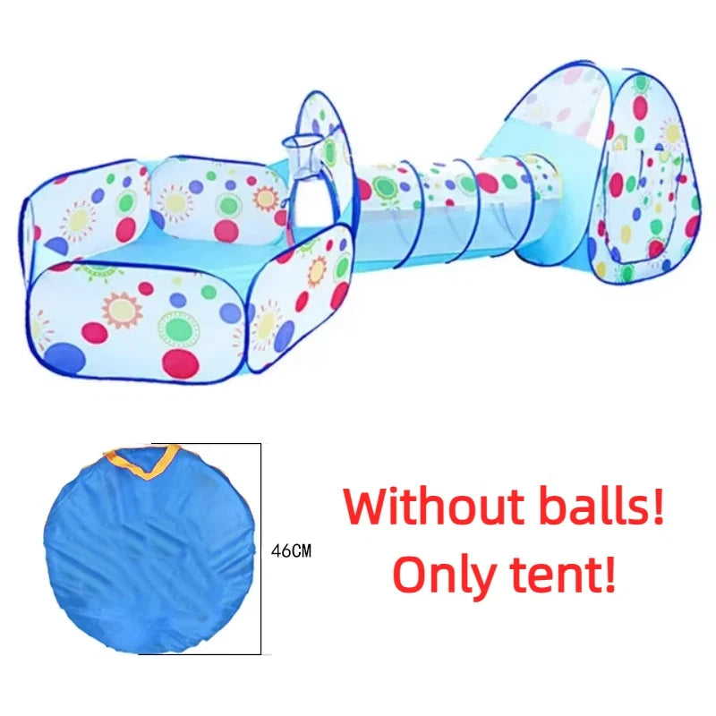3 in 1 Integrated Play Set Consists of a Playhouse Tent Crawling Tunnel and Ball Pit It Adopts Foldable Lightweight Fabric