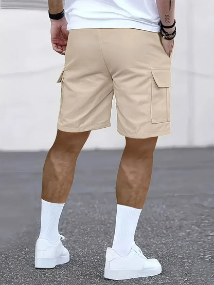 Men's Work Shorts; Summer Comfort; Multi-Pocket; Outdoor Leisure Sport Beach Pants; Elastic Waistband
