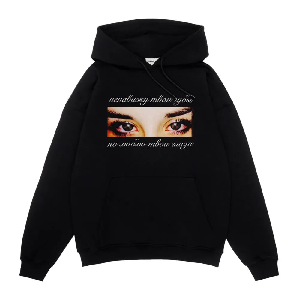 Harajuku Oversized Streetwear Pullover Men's Hoodies Eyes Graphic Print Hooded Sweatshirt Hip Hop Aesthetic Tops Goth Y2k Winter
