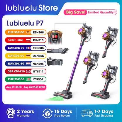 Lubluelu P7 300W/35KPA Cordless Vacuum Cleaner, 30Mins Self-Standing Vacuum Cleaners for Home, Anti-Tangle Stick Vacuum