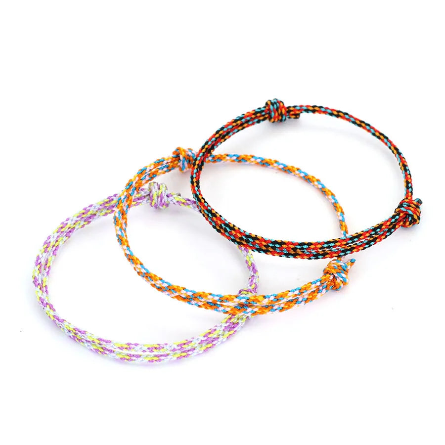 Minimalist Handwoven Rope Bracelet Unisex Sliding Adjustable 4 Styles Chroma 2mm Ethnic Cord Braclet Couple Casual Daily Jewelry