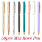50 Pcs Metal Ballpoint Pen Rose Gold Pen Custom Logo School&office Supplies Stationery Business Gift Lettering Engraved Name