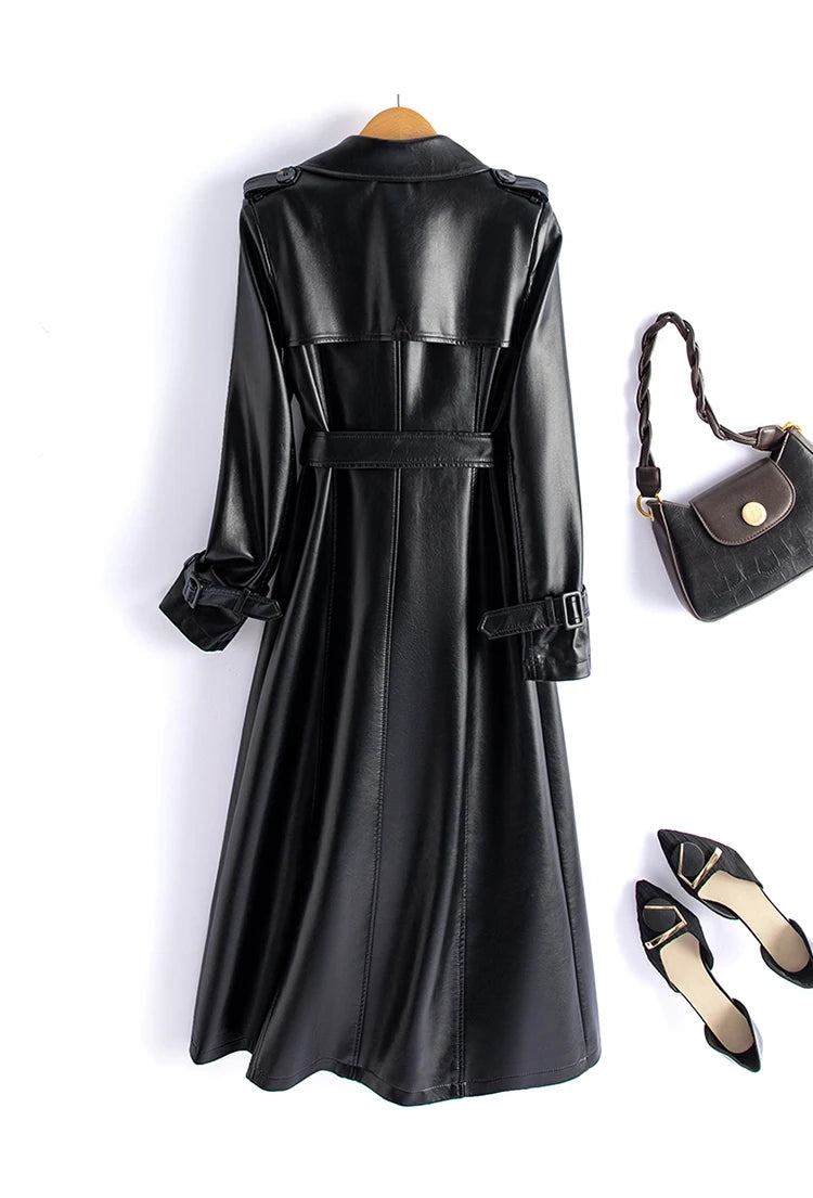 Real Leather Sheepskin Coat Women's Mid-Length Stylish Slimming Autumn Winter New Korean Style Coat Over-Knee Outerwear