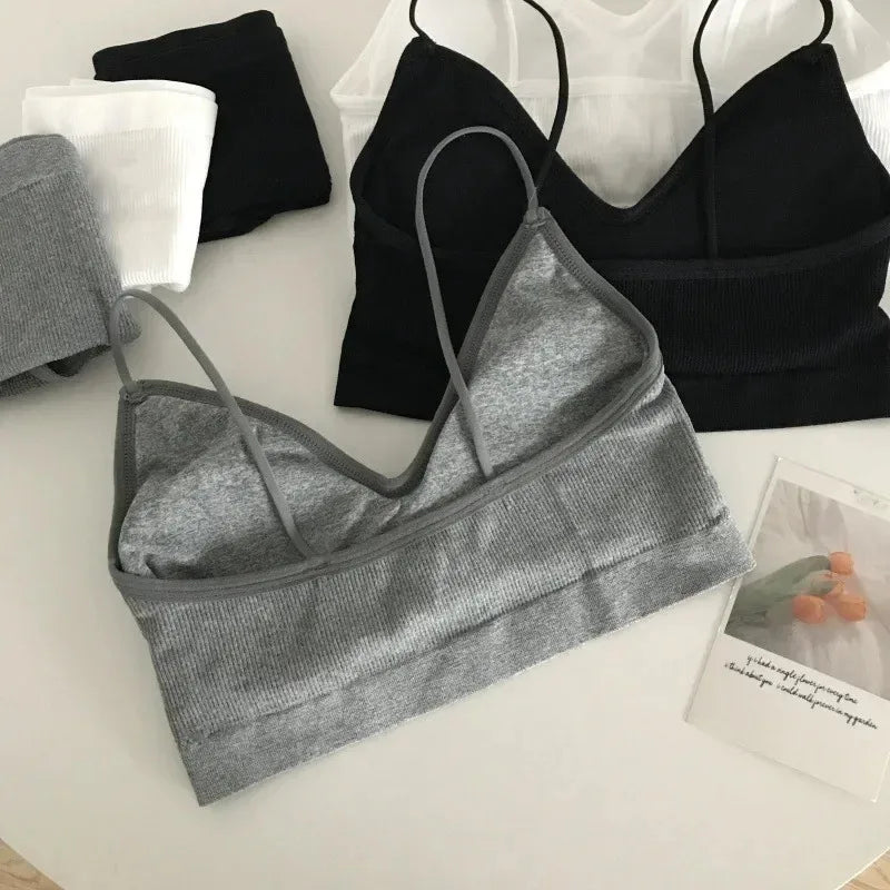 Women's Sports Bra Set Underwear Bra Korean Style Push Up No Steel Ring Bra Sexy Tube Top High Elastic Panty Set