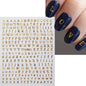 1Pc 3D Roman Letter Nail Stickers Gold/Silver/Black/Laser Alphabet Self Adhesive Decal Y2K English Words/Number Manicure Sliders