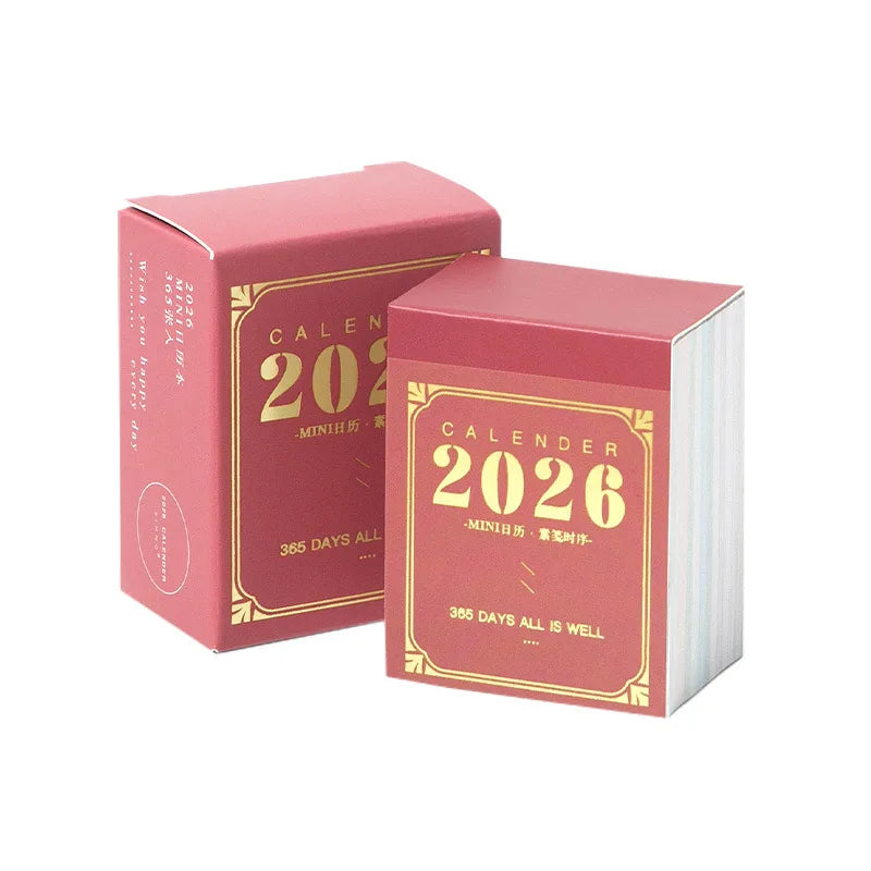 2026 Calendar Thin Waterproof Paper Desk Home Mark Memo Journal Note Keeper Daily Organizer Planner Stationery Advent Calendar