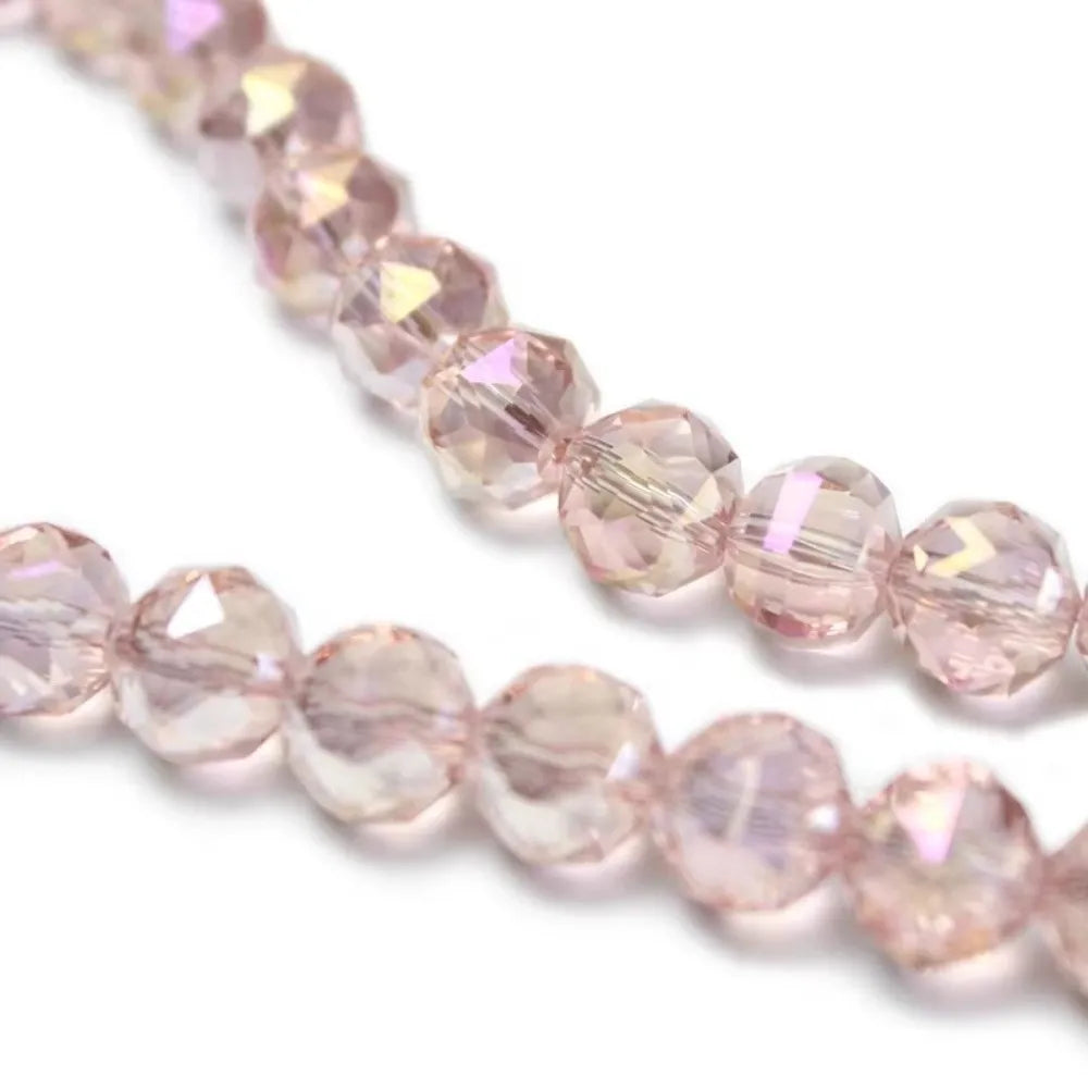 6/8/10mm Sizes Faceted Glass Beads 96-faceted Pink Blue Crystal Earth Beads Faceted Cut Style Plating Clear Jewelry Making Beads