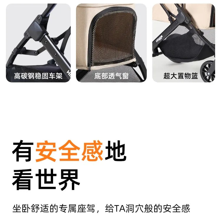 Foldable Pet Stroller Smooth Shockproof Stable Breathable Washable Outdoor Travel Cart for Dogs Cats