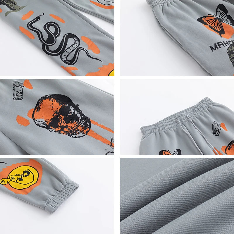 2025 Women Sweatpants Joggers Y2K Harajuku Cartoon Skull Printed Streetwear Sweatpants Pants Casual High Waist Sweatpants Y2K