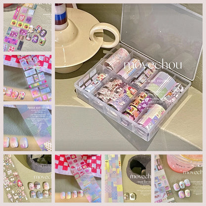 10Rolls Plaid Thousand-Bird Bow  Stars Nail Foils Transfer Paper  Nail Art Stickers  Manicure Set Decal  Nails Decoration