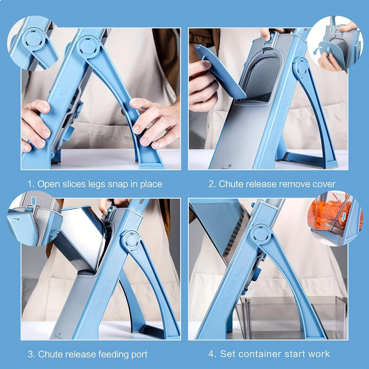 Adjustable Vegetable & Fruit Slicer Chopper, Multifunctional Kitchen Accessories with 4 Cutting Modes, Dicer & Julienne Cutter, Efficient Food Chopping Tool, Practical Kitchen Gadget for Home Daily Cooking Prep