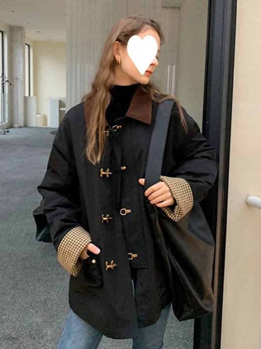 Y2k Long Sleeve Thicked Warm Jacket Tops Fashion Vintage Corduroy Cotton Coat Women Spring and Autumn New Lapel Neck Jackets