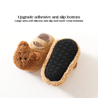 Winter Infant Floor Socks Soft Bottom Anti-slip Newborn Learning Walking Shoes Cute Cartoon Bear Baby Boat Sock Kids Footwear